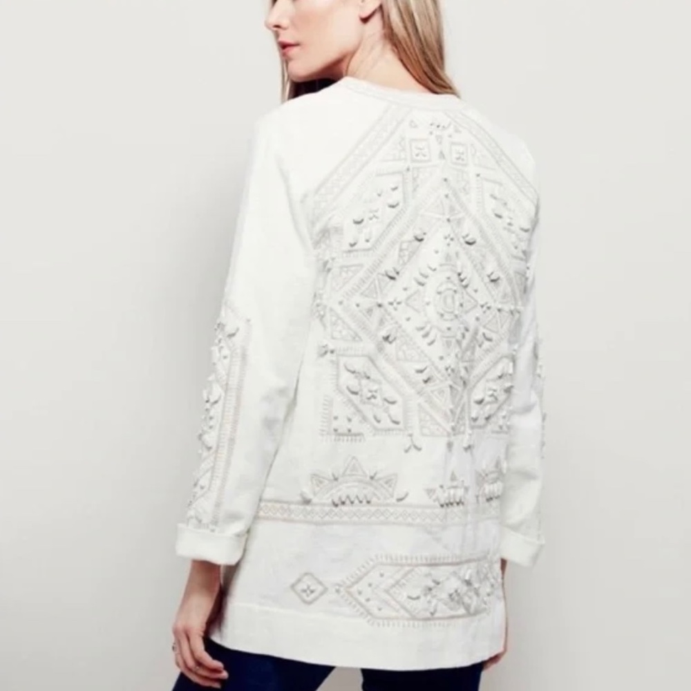 Free People Beaded and Embroidered Oversized Blazer (XS)